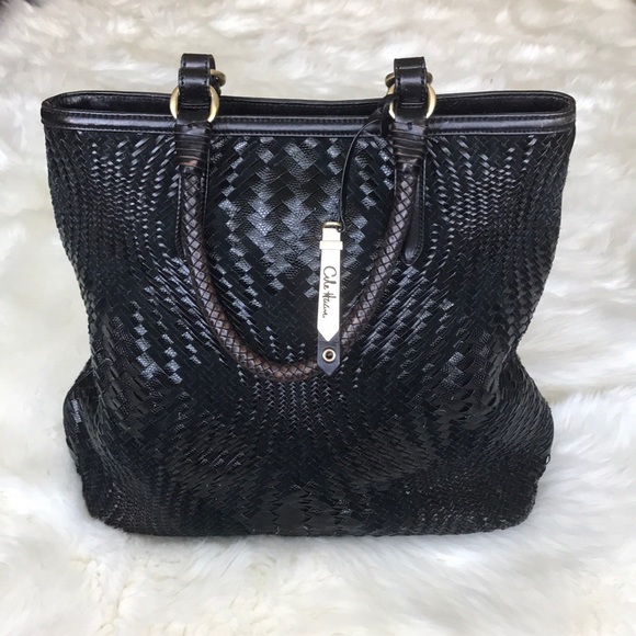 Cole Haan Handbags - Cole Haan Black Woven Leather Hobo Shoulder Bag
